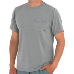 Men's Bamboo Flex Pocket Tee -Pranas Clothing Store 21 M FlexPocketTee HeatherGraphite 1