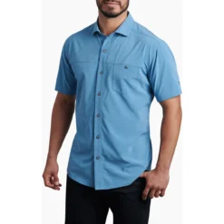 KUHL Men's Optimizr Short Sleeve -Pranas Clothing Store 7316 Optimizer SS Marin Blue Front