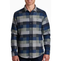 KUHL Men's Pixelatr Flannel Long Sleeve -Pranas Clothing Store 7336 pixelatr flannel ls sea glass front pdp photo 41ff3d12 a73b 4e05 b69d e2a7db21f2b9