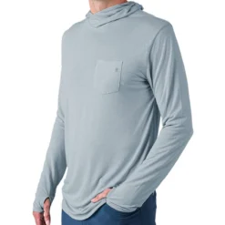 Men's Bamboo Lightweight Hoodie -Pranas Clothing Store LWH CaysBlue Front 1