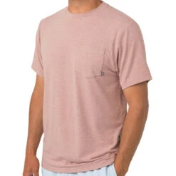 Men's Bamboo Flex Pocket Tee -Pranas Clothing Store M FlexPocketTee HeatherAdobeRed 1