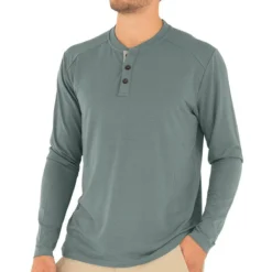 Men's Bamboo Flex Henley -Pranas Clothing Store M Flex Henley Balsam 1