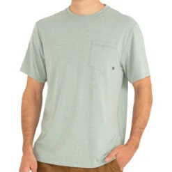 Men's Bamboo Flex Pocket Tee -Pranas Clothing Store Mens FlexPocketTee HeatherKeysGreen 1