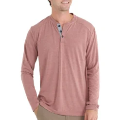 Men's Bamboo Flex Henley -Pranas Clothing Store flex henley heather brick men top 1