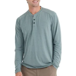 Men's Bamboo Flex Henley -Pranas Clothing Store flex henley heather juniper men top 1