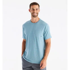 Men's Bamboo Flex Pocket Tee -Pranas Clothing Store flex pocket tee heather mineral men 1