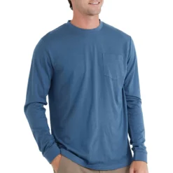 Men's Bamboo Heritage Pocket Long Sleeve -Pranas Clothing Store heritage pocket long sleeve heron blue men top 1