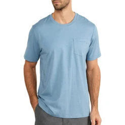 Men's Bamboo Heritage Pocket Tee -Pranas Clothing Store heritage pocket tee blue fog men top 1 1