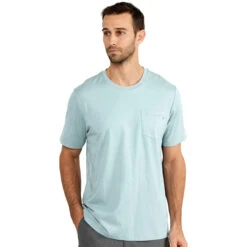 Men's Bamboo Heritage Pocket Tee -Pranas Clothing Store heritage pocket tee flats blue men 1 1