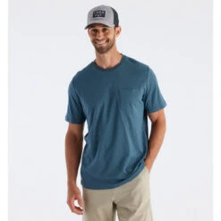 Men's Bamboo Heritage Pocket Tee -Pranas Clothing Store heritage pocket tee slate blue men 1