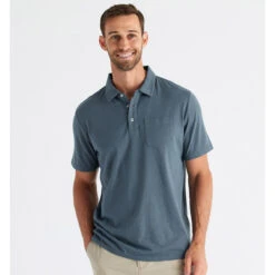 Men's Bamboo Heritage Polo -Pranas Clothing Store heritage polo slate blue men 1