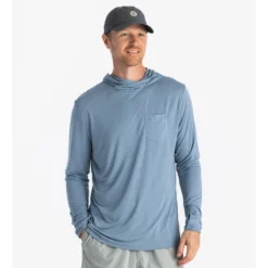 Men's Bamboo Lightweight Hoodie -Pranas Clothing Store lightweight hoody blue fog men 1