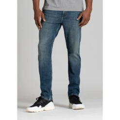 Men's Performance Denim Relaxed -Pranas Clothing Store mens light wash relaxed fit stretch jeans front