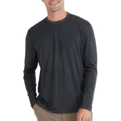 Men's Bamboo Midweight Long Sleeve -Pranas Clothing Store midweight long sleeve heather black men top 1